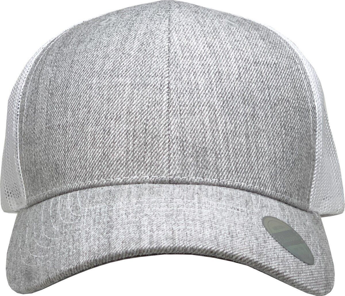 Heather Light Gray White Two Tone Classic 6 Panel Trucker Mesh Snapback Front View